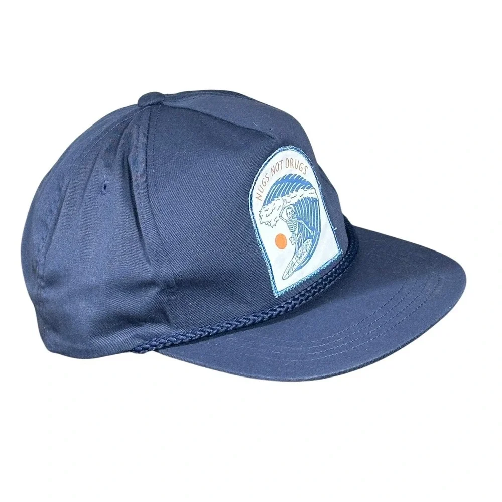 Viva La Vacay‎ Snapback Hat Unisex Adjustable Navy Blue Nugs Not Drugs Surf Rope